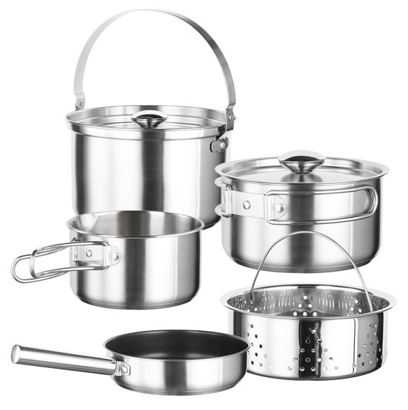 Batería COCINA Inoxibar KAMPING 5PZ+2TAP 61117